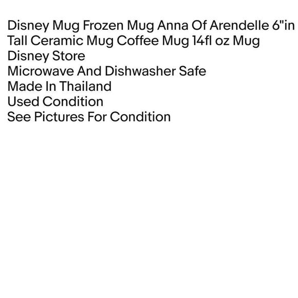 Disney Mug Frozen Mug Anna Of Arendelle 6"in Tall Ceramic Mug Coffee Mug 14fl oz - Picture 2 of 11